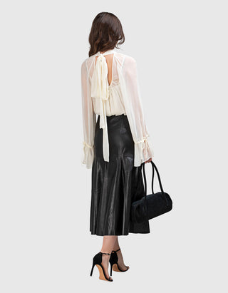 Chiffon-Bluse Roux mit Schleifen-Detail