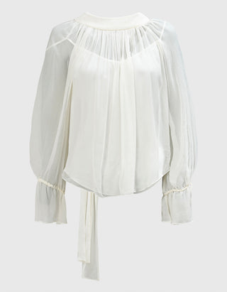 Chiffon-Bluse Roux mit Schleifen-Detail