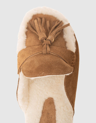 Gefütterte Veloursleder-Mules Ranch Tassel