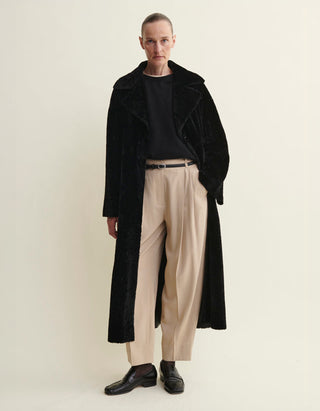 Wende-Shearling-Leder-Mantel Rien mit Bindegürtel