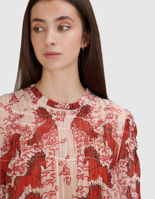 Gemustertes Kleid Juno Rouge Pegasus mit Raffungen