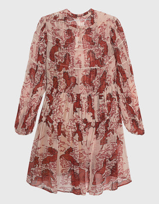 Gemustertes Kleid Juno Rouge Pegasus mit Raffungen