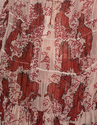 Gemustertes Kleid Juno Rouge Pegasus mit Raffungen