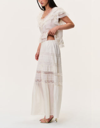 Maxi Seiden-Rock Nivine mit Spitzendetails