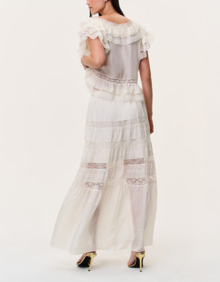 Maxi Seiden-Rock Nivine mit Spitzendetails