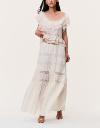 Maxi Seiden-Rock Nivine mit Spitzendetails