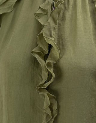 Bluse mit Rüschen und Perlen-Bändern