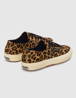 Leo-Leder-Sneaker mit Fell-Besatz