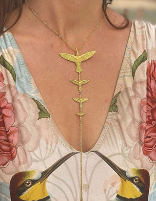 Vergoldete Bodychain Four Hummingbirds