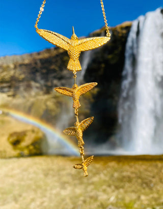 Vergoldete Kette Four Hummingbirds