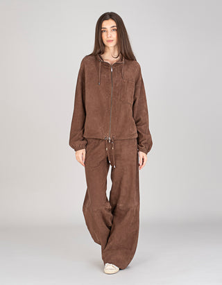 Wide-Leg Veloursleder-Hose Training