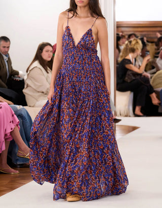 Gemustertes Maxi Seiden-Kleid Atrani