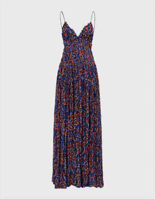 Gemustertes Maxi Seiden-Kleid Atrani