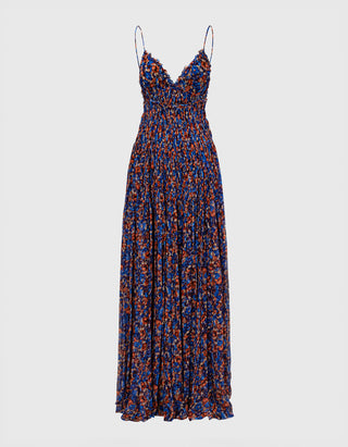 Gemustertes Maxi Seiden-Kleid Atrani