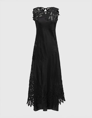 Seiden-Midi-Kleid Idra SL mit Lochspitze