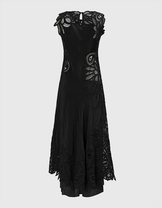 Seiden-Midi-Kleid Idra SL mit Lochspitze