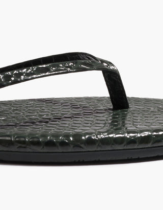 Leder-Flip Flops Square Toe Lily mit Kroko-Optik