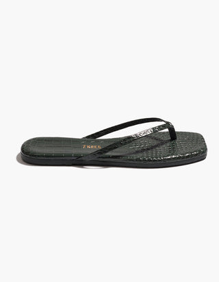 Leder-Flip Flops Square Toe Lily mit Kroko-Optik