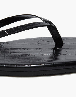 Leder-Flip Flops Square Toe Lily mit Kroko-Optik