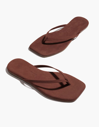 Veloursleder-Flip Flops Square Toe Lily Suede
