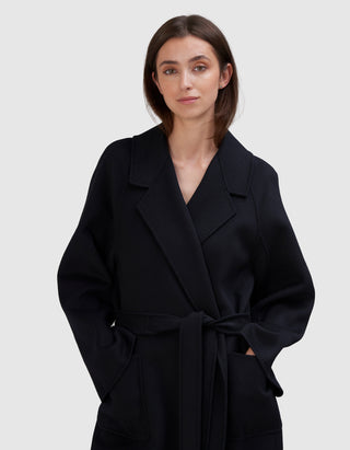 Woll-Mantel Suza mit Bindegürtel