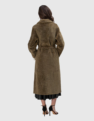 Doppelreihiger Lammleder-Shearling Wendemantel