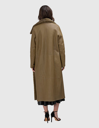 Doppelreihiger Lammleder-Shearling Wendemantel