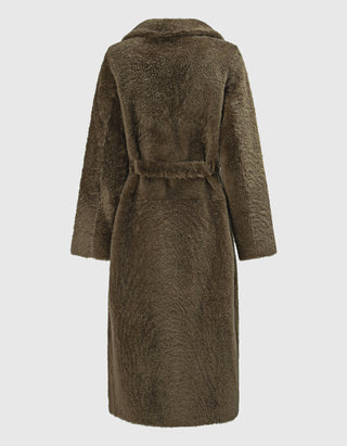 Doppelreihiger Lammleder-Shearling Wendemantel