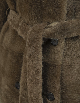 Doppelreihiger Lammleder-Shearling Wendemantel