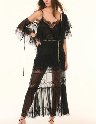 Seiden-Kurzarm-Bluse Thessisa mit Spitze