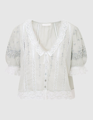 Cropped Bluse Maurelle mit Spitzendetails