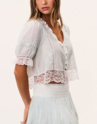 Cropped Bluse Maurelle mit Spitzendetails