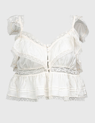 Cropped-Seiden-Top Linata mit Spitzen-Details