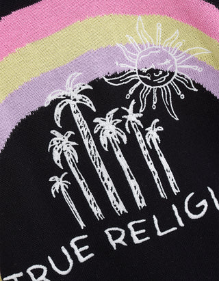 Bestickter Raglan-Pullover Rainbow Crew mit Kaschmir- und Seidenanteil