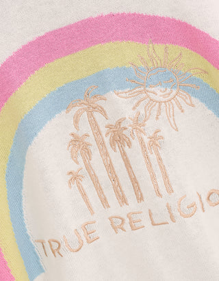 Bestickter Raglan-Pullover Rainbow Crew mit Kaschmir- und Seidenanteil