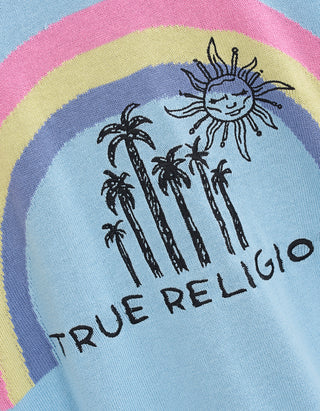 Bestickter Raglan-Pullover Rainbow Crew mit Kaschmir- und Seidenanteil