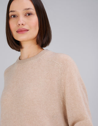 Kaschmir-Seide-Mix Raglan-Pullover Amara Saddle Crew