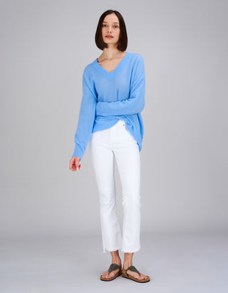 Oversize Kaschmir-Seiden-Pullover Amara mit V-Ausschnitt