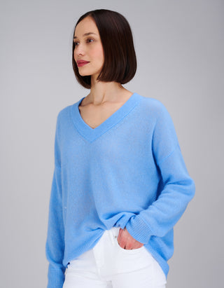 Oversize Kaschmir-Seiden-Pullover Amara mit V-Ausschnitt