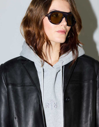 Bestickter Oversize Hoodie Tawny