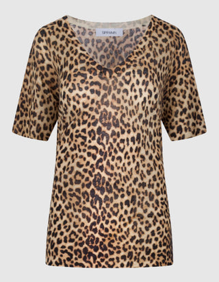 Woll-Strick T-Shirt mit V-Neck