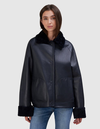 Shearling-Wende-Jacke Teila Merinillo Alba Nappa