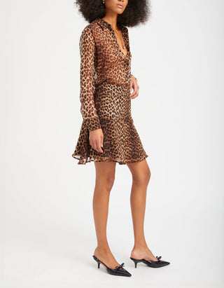 Gemusterte Seiden-Bluse Fitted Button Up