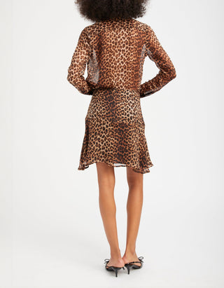 Gemusterte Seiden-Bluse Fitted Button Up