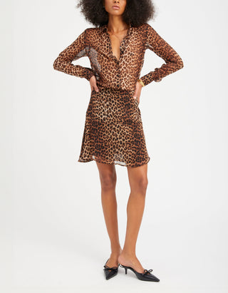 Gemusterte Seiden-Bluse Fitted Button Up