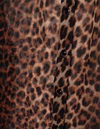 Gemusterte Seiden-Bluse Fitted Button Up