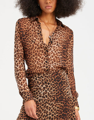 Gemusterte Seiden-Bluse Fitted Button Up