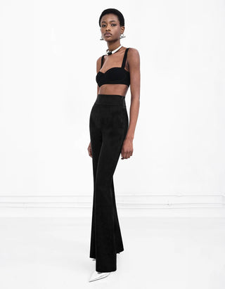 Flared-Leg Satin-Hose Sculpted