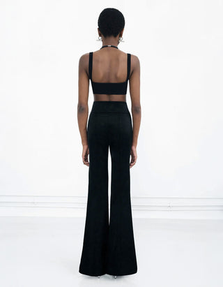 Flared-Leg Satin-Hose Sculpted