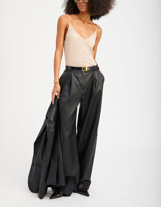Wide-Leg Lammleder-Hose Paloma Pleated